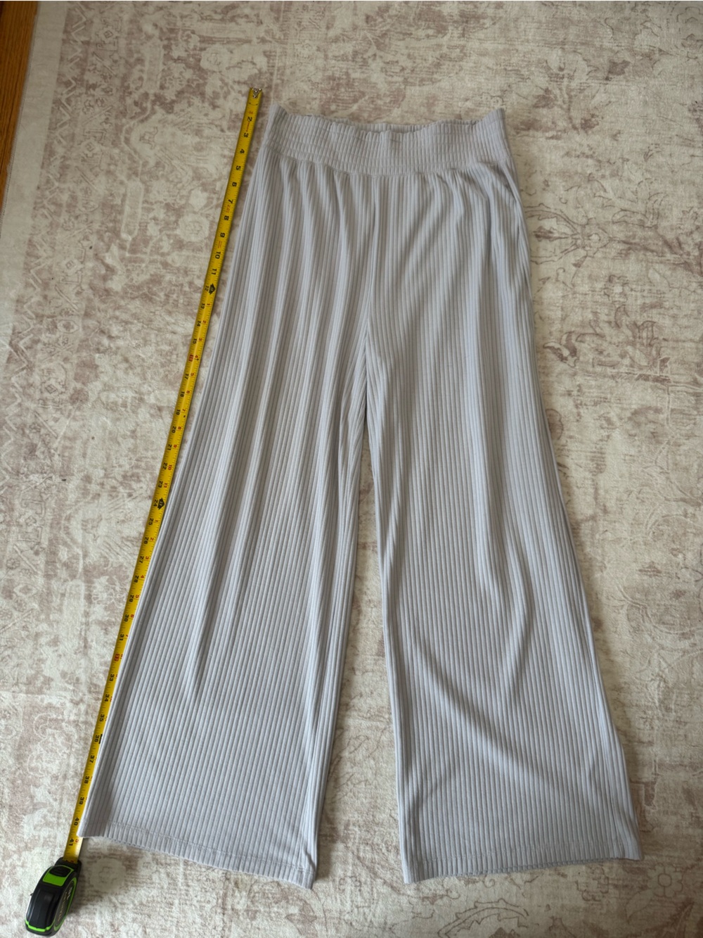 GAP Ribbed Wide-Leg Pants in Light Gray